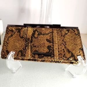 Kenneth Cole Reaction vintage‎ Y2K vegan suede snakeskin print gold,black&brown